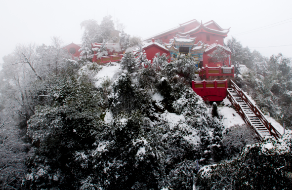 重庆綦江古剑山净音寺雪景